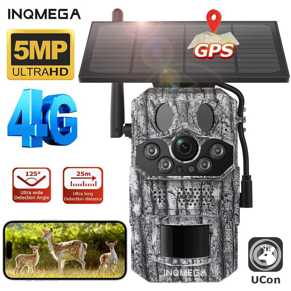 INQMEGA4G Solar Trail Camera 2K Night Vision 5MP PIR Motion Activated - stepyours.com