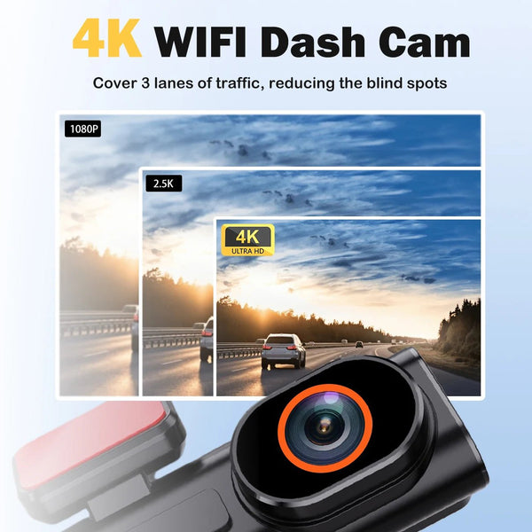 Ultra HD 4K Car Dash Cam With WIFI DVR Night Vision 24H Parking GPS - stepyours.com