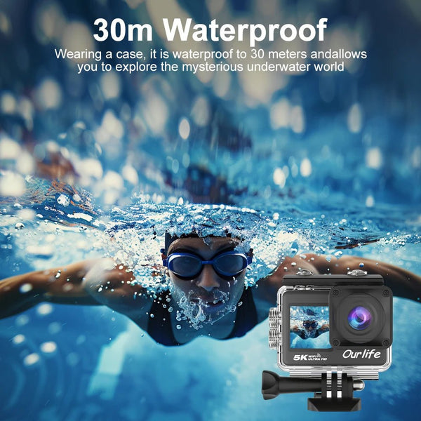Ourlife 5K 30FPS Action Camera 2 Inch LCD 170 Degree Waterproof Remote Control - stepyours.com