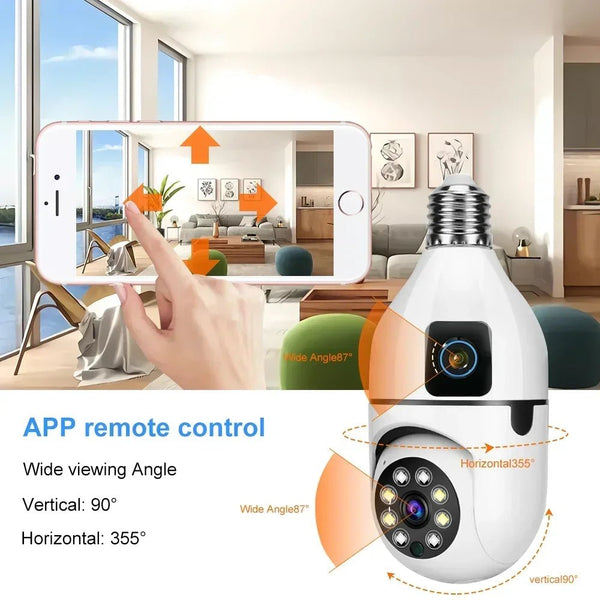 8MP E27 Bulb WiFi Camera - Color Night Vision With 8X Zoom And Dual Lens - stepyours.com