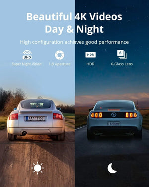 4K Car Dash Cam DVR With WiFi Front Camera 3840x2160 Night Vision Parking - stepyours.com