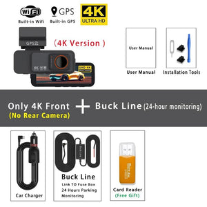 4K Dash Cam Dual Lens With GPS WiFi Night Vision Never Miss A Moment - stepyours.com