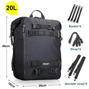 Rhinowalk Motorcycle Rear Seat Bag 10L Or 20L Or 30L Waterproof Saddle Side Bag Luggage Pack MultiFunction Shoulder Bag Backpack