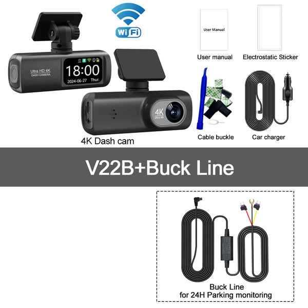 Kocam UHD 4K Dash Cam Dual Lens Front And Rear WiFi GPS 24H Parking Monitor - stepyours.com