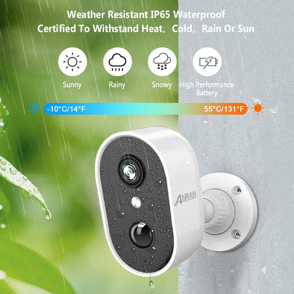 ANRAN C2 2K Battery Wireless Security Camera - 2.4G WiFi IP65 Weatherproof - stepyours.com