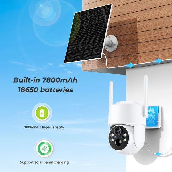 WiFi PTZ Solar Outdoor Camera - 4MP HD, PIR Motion Detection, Long Battery Life - stepyours.com