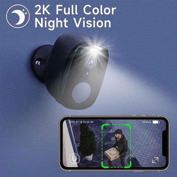 NOCCLILI Wireless Outdoor Security Camera - 2K Battery Powered WiFi Motion Siren - stepyours.com