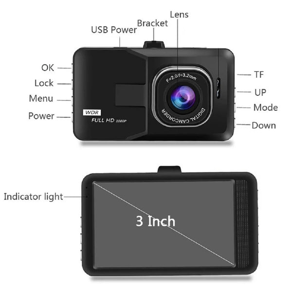 Xushidz 1080p HD Dash Camera With Loop Recording Night Vision Gsensor Parking - stepyours.com