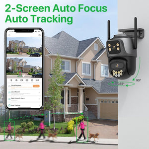 6K 9MP Outdoor Tri - Lens WiFi IP Camera - Auto Tracking And Dual Screen - stepyours.com