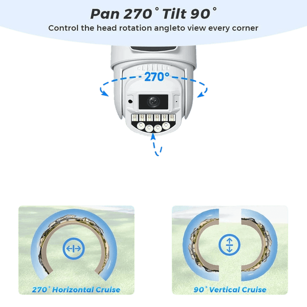 8MP 4K PTZ WiFi Camera - Dual Lens With Dual Screen AI Tracking Surveillance - stepyours.com
