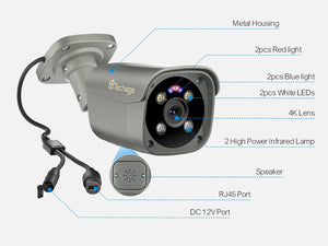Techage AI PoE 4K Outdoor Security Camera With Two Way Audio For NVR - stepyours.com