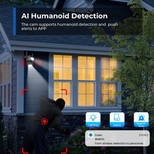12MP 6K PTZ WiFi Camera with 8X Digital Zoom Outdoor Night Vision CCTV ICSEE - stepyours.com