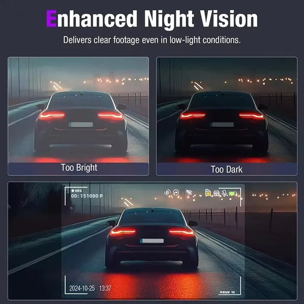 4K Dual Lens Dash Cam Car DVR With WiFi App Front Rear Night Vision - stepyours.com
