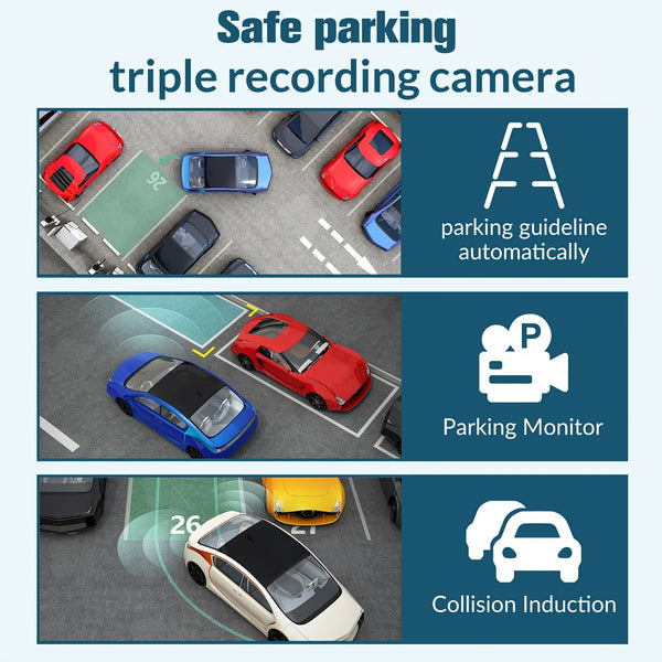 3 Channel Dash Cam for Cars 1080P Video Recorder Rear View Car DVR - stepyours.com