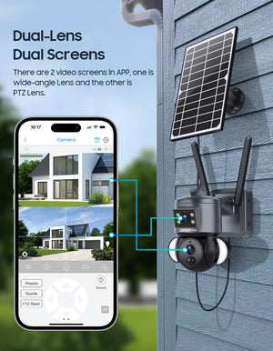 SHIWOJIA 4K 8MP Solar Camera With 4G SIM WiFi Color Night Vision PTZ Dual Lens - stepyours.com