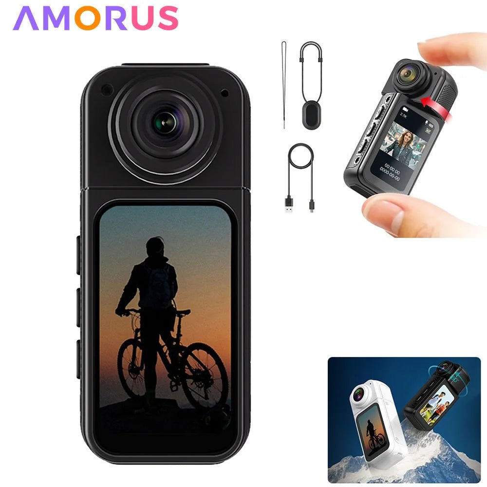 Amorus Mini 2.7K Action Camera Pocket Sized Adventure Recorder - stepyours.com