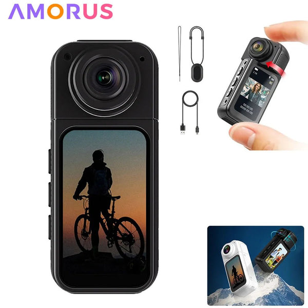 Amorus Mini 2.7K Action Camera Pocket Sized Adventure Recorder - stepyours.com