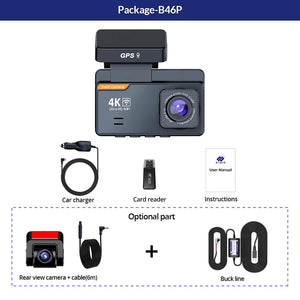 E - ACE Dash Cam 4K Dual Lens GPS WiFi 24h Parking Night Vision Rear View - stepyours.com