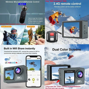 Adventure Ready Action Camera 5K 4K60FPS Dual IPS Touch LCD Waterproof 30M - stepyours.com