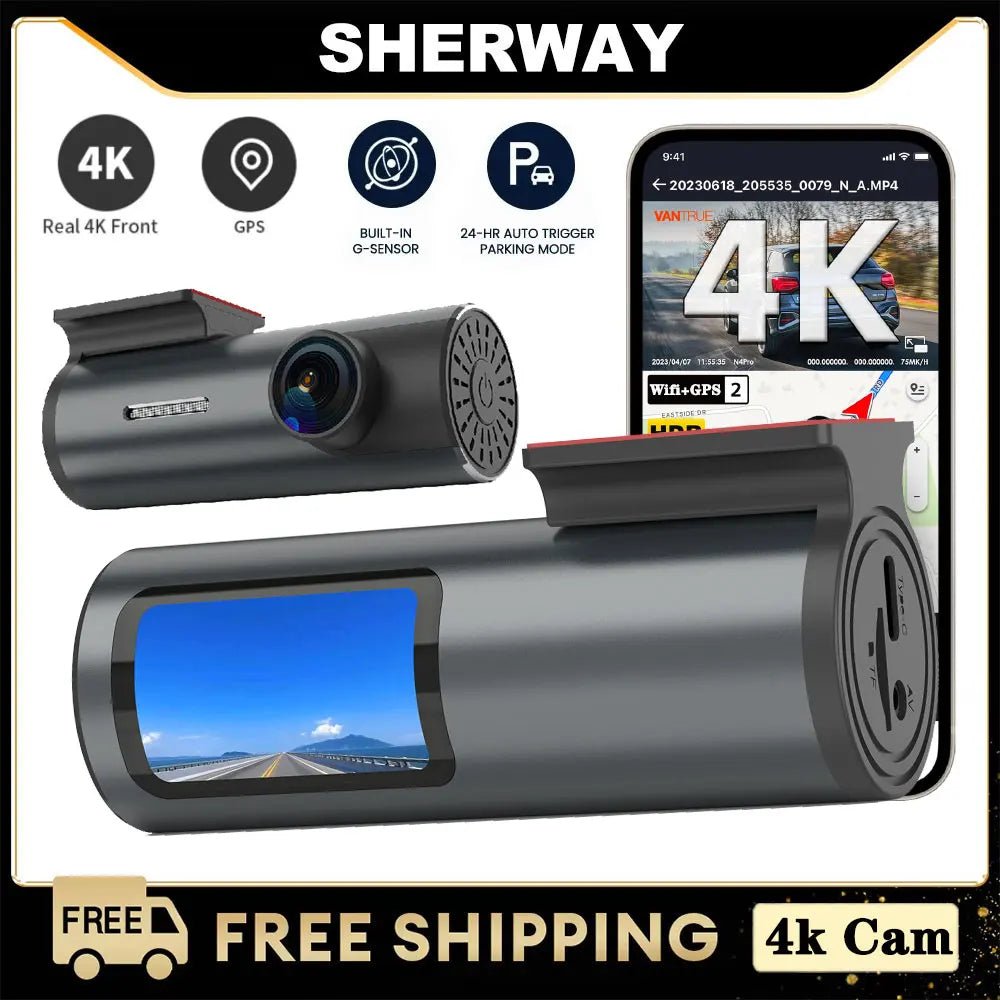 4K Dash Cam With WiFi GPS Mini Front Car DVR 24H Parking G Sensor - stepyours.com