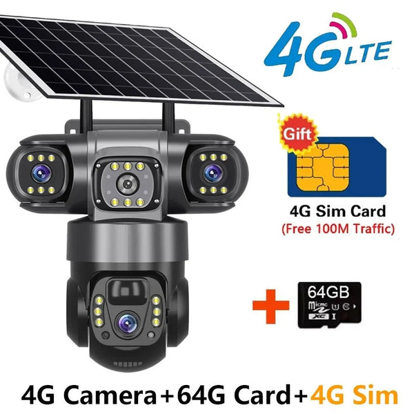 Solar 4G Outdoor Security Camera With 3 Lenses And 10X Zoom Night Vision - stepyours.com