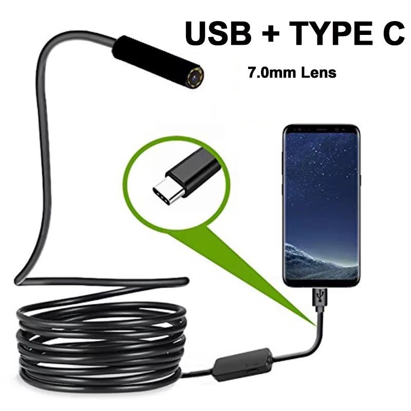 JCWHCAM Type C Endoscope 7.0mm USB C Inspection Camera For Android PC - stepyours.com