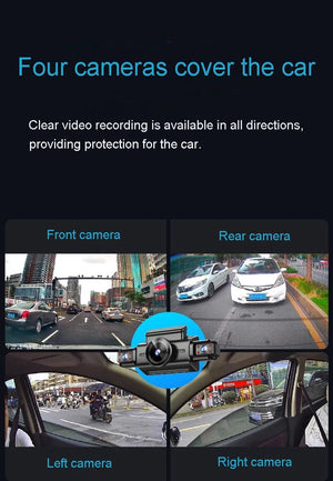 4K Quad Camera Hidden Dash Cam With App Night Vision Motion Detection Parking - stepyours.com