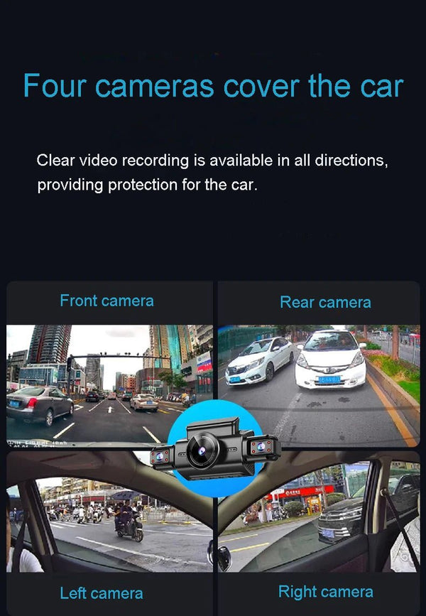 4K Quad Camera Hidden Dash Cam With App Night Vision Motion Detection Parking - stepyours.com