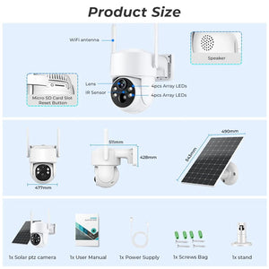 WiFi Solar PTZ Outdoor Camera 4MP HD With Long Standby Battery And iCsee App - stepyours.com