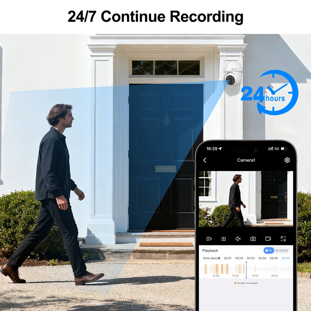 ANRAN 5MP Wired Security Camera With Dual Band WiFi 24x7 IP66 Alexa Compatible - stepyours.com