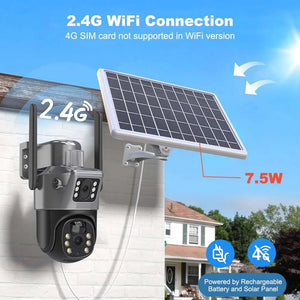 8MP 4K Solar WiFi Outdoor Dual Lens PTZ Camera - Wireless AI Alerts - stepyours.com