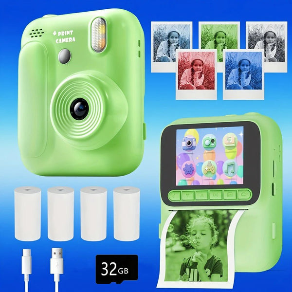 Kids Color Printing Instant Camera 32GB 1080P Digital Photo Video Gift - stepyours.com