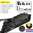 Rhinowalk Bike Saddle Bag Waterproof MTB Road Bicycle 13L Large Capacity Cycling Bag Foldabe Tail Rear Bag Trunk Accessories