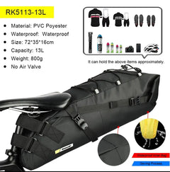Rhinowalk Bike Saddle Bag Waterproof MTB Road Bicycle 13L Large Capacity Cycling Bag Foldabe Tail Rear Bag Trunk Accessories