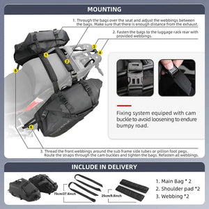 Rhinowalk Motorcycle Saddlebag Waterproof For Most Without Side Racks Off-road Sport Bike Fit BMW Honda Kawasaki Yamaha Benelli