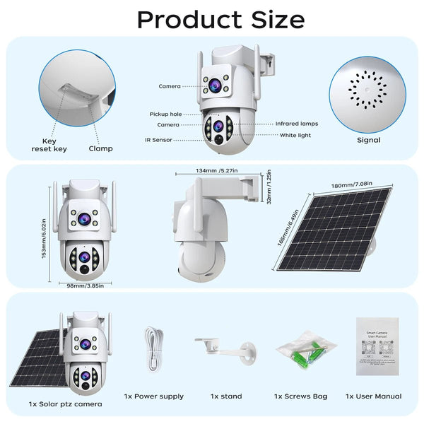 JOOAN S3 Solar Wireless Security Camera - Dual Lens 4K With PIR Hooks - stepyours.com