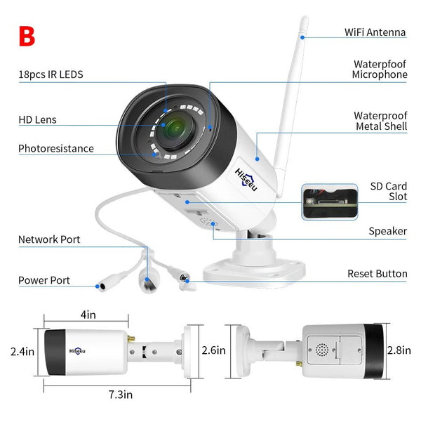 Hiseeu Wireless IP Camera 3MP Waterproof Indoor Outdoor Security WiFi Kit - stepyours.com