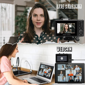 Compact 4K Digital Camera With 18X Zoom 180 Degree Flip Screen WiFi Vlog Cam - stepyours.com