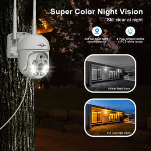 5MP Outdoor WiFi PTZ Camera With 5X Digital Zoom P2P CCTV Hiseeu Compatible - stepyours.com