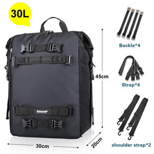 Rhinowalk Motorcycle Back Seat Bag 10/20/30L Waterproof Multifunctional Saddle Side Luggage Bag Cycling Backpack Universal