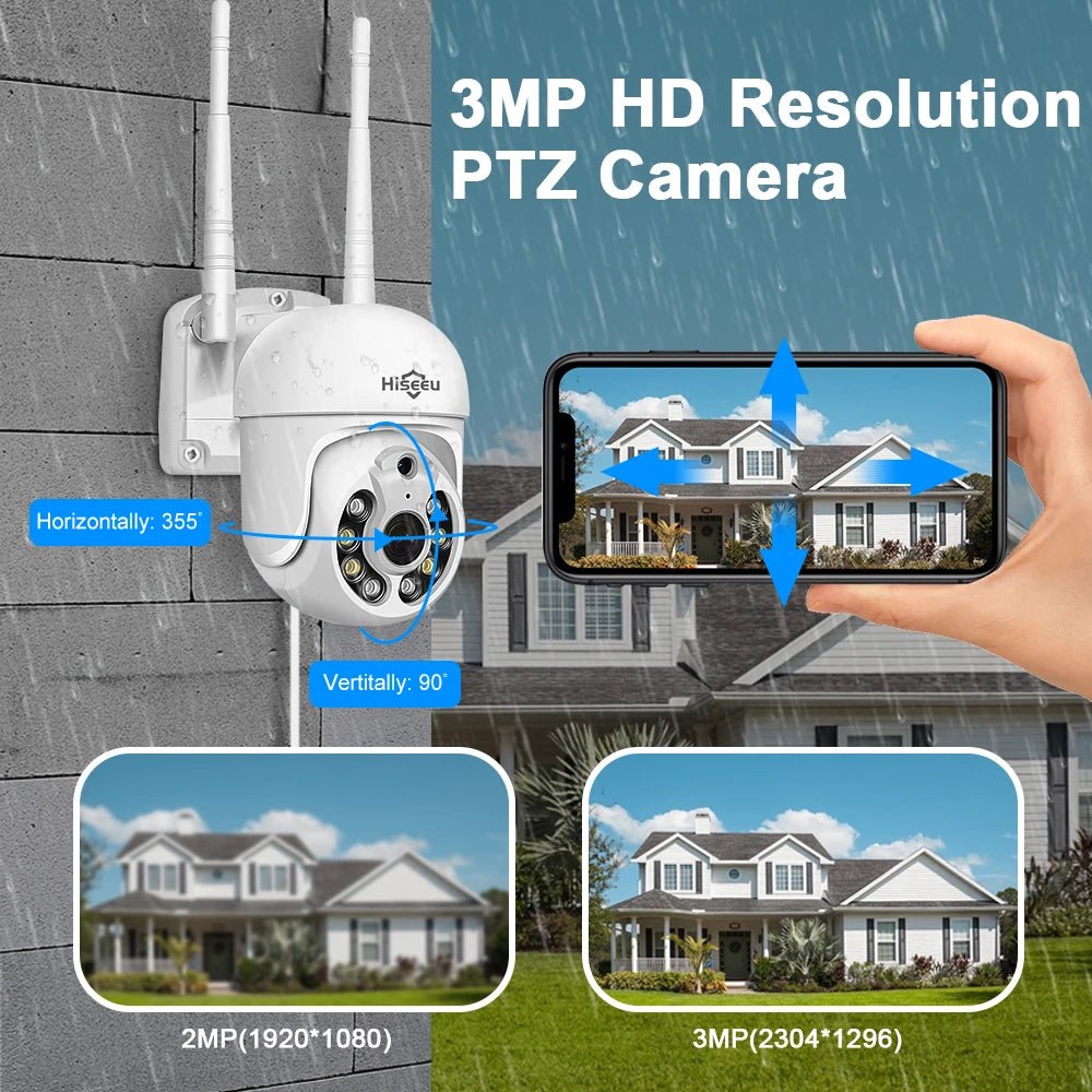 5MP Outdoor WiFi PTZ Camera With 5X Digital Zoom P2P CCTV Hiseeu Compatible - stepyours.com