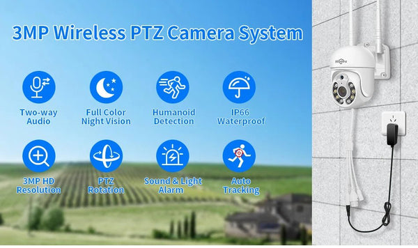5MP Outdoor WiFi PTZ Camera With 5X Digital Zoom P2P CCTV Hiseeu Compatible - stepyours.com