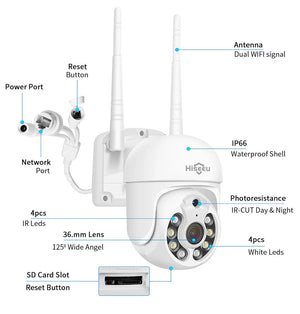 5MP Outdoor WiFi PTZ Camera With 5X Digital Zoom P2P CCTV Hiseeu Compatible - stepyours.com
